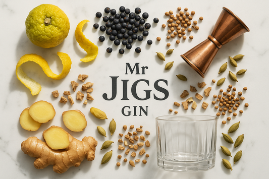 voeg het logo van mr jigs gin toe